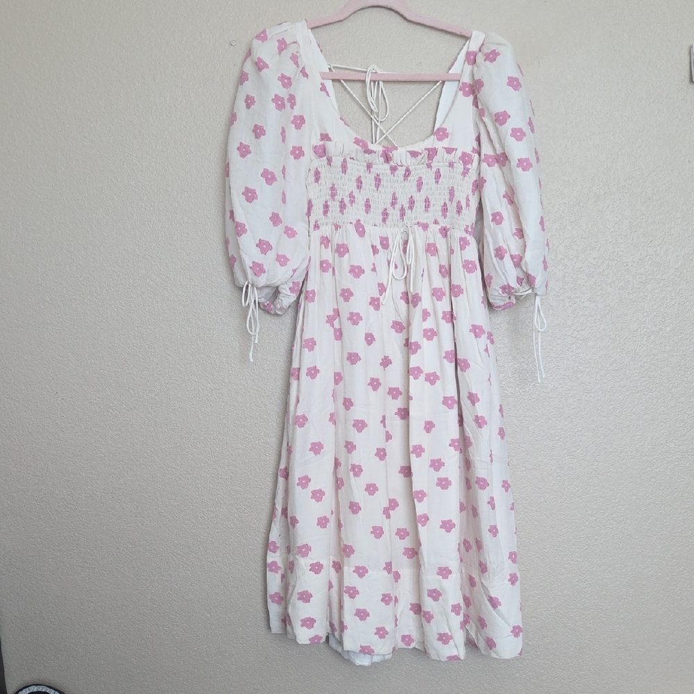 For Love And Lemons Cream and Pink Dress